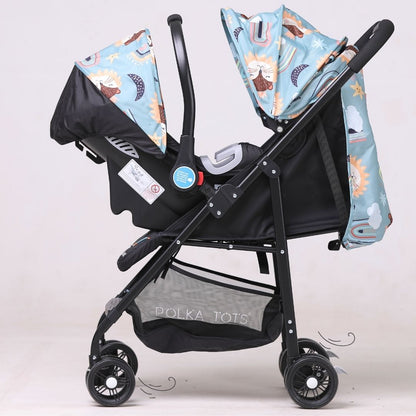 Polka Tots Click Clack Travel System Rainbow Stroller + Car Seat -  Green