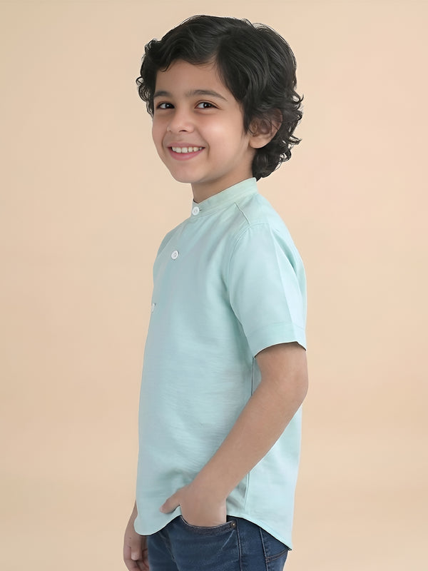Polka Tots Half Sleeve Kurta - Aqua
