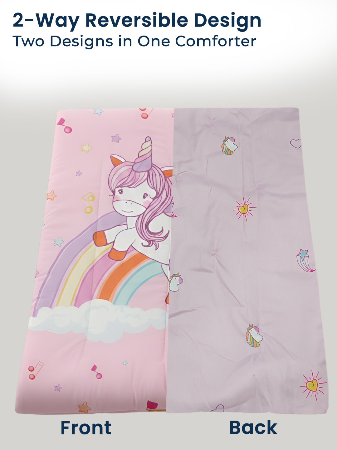 Polka Tots Kids Comforter Baby Blanket and Reversible Quilt 2 Way Design  ( Unicorn, 54 x 35 Inch )