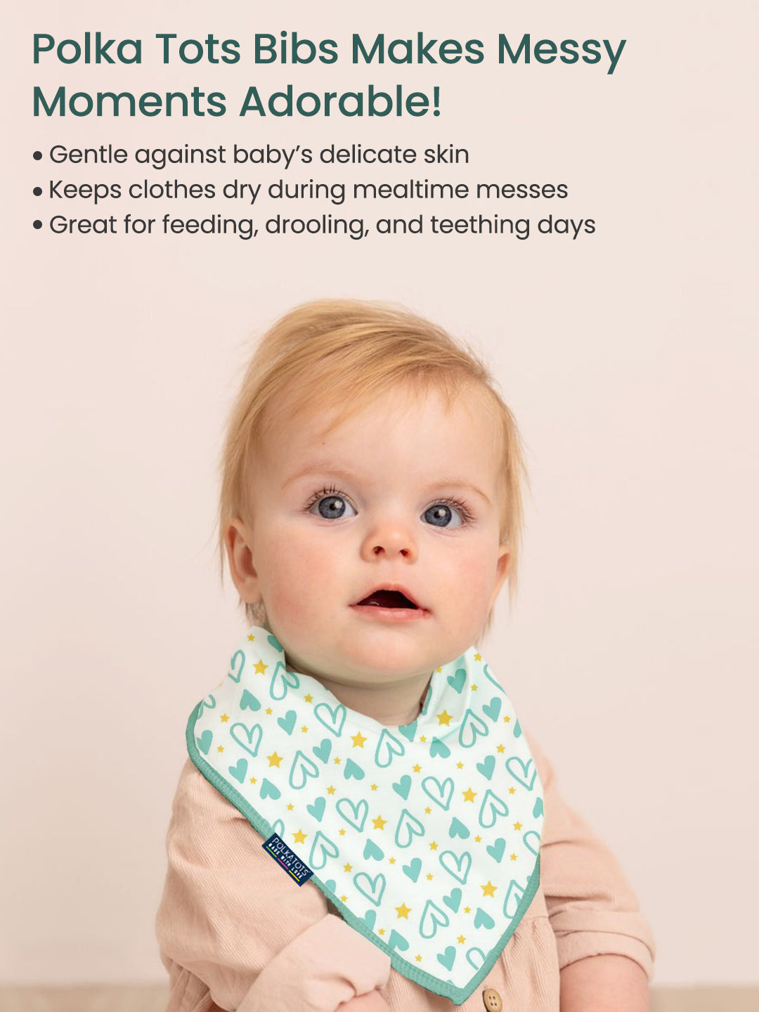 Polka Tots Pack of 10 Heart Print Jumbo Newborn Gift Hamper Set - Green