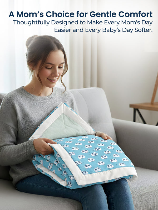 Polka Tots Organic Muslin Cotton two Layer Blanket SuperSoft Size 110 x 110 CM (Sheep)