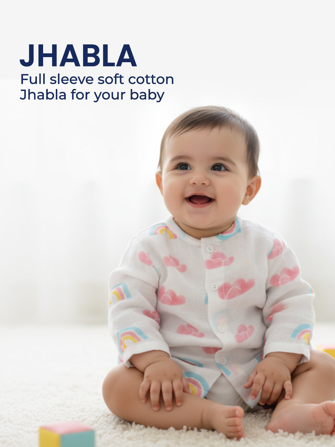 Polka Tots Newborn Pack of 6 100% Soft Double-Layer Muslin Cotton Essentials Gift Box - Rainbow Mist Print