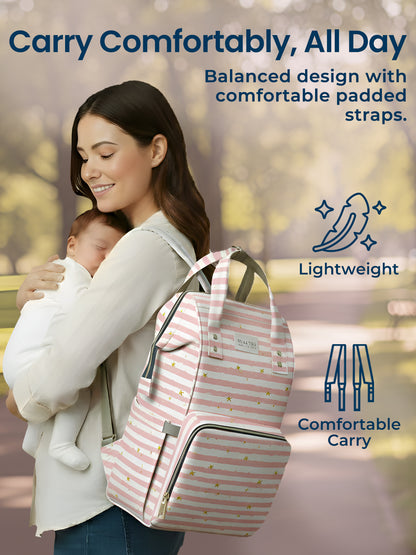 Multifunctional Premium Diaper Backpack Bag with Pouch | Star Print