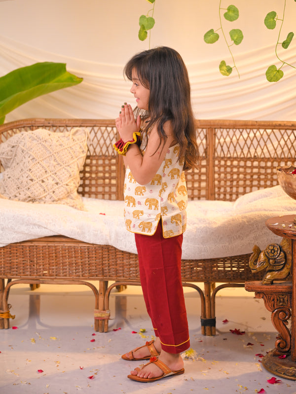 Polka Tots Girls Spaghetti Top & Bottom- Mustard
