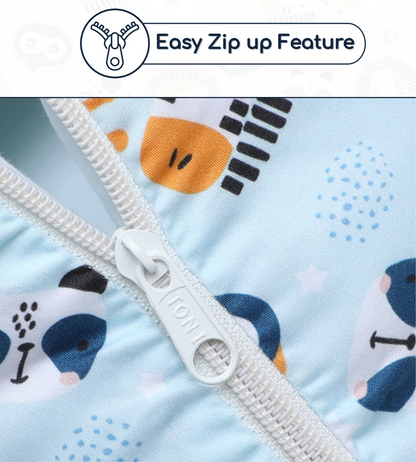 Polka Tots Baby Sleeping Nest Cotton Carry Pod Bedding for Newborn Sleeping Bag with a Bow - Lion print Blue