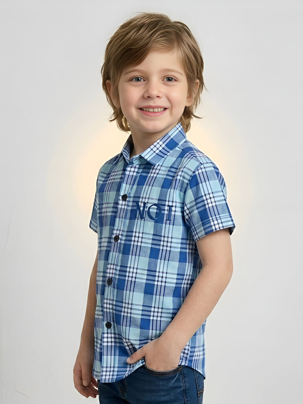Polka Tots  Checks Shirt - Blue