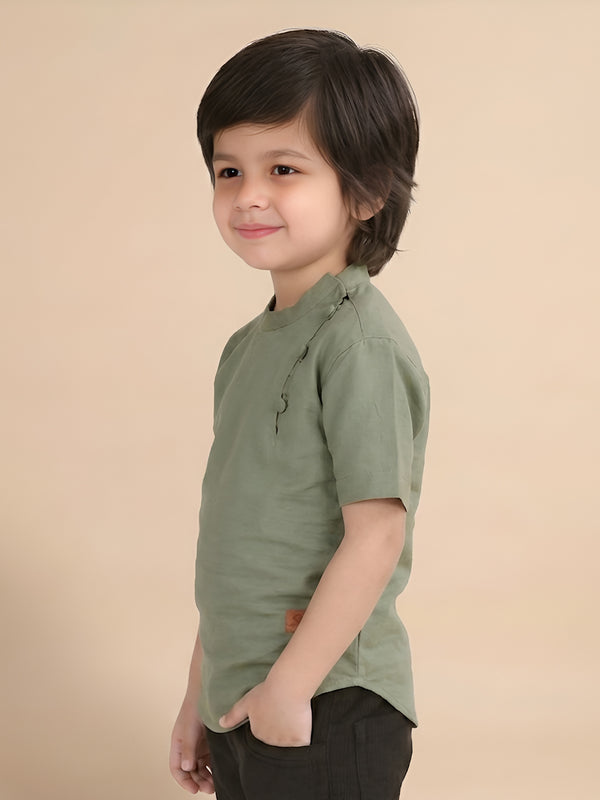Polka Tots Half Sleeve Kurta - Green