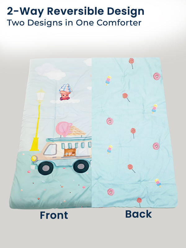 Polka Tots Kids Comforter Baby Blanket and Reversible Quilt 2 Way Design ( Ice-cream, 54 x 35 Inch )