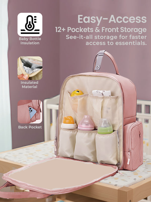 Multifunctional Premium ChicClass Diaper Backpack Bag – Nude Peach