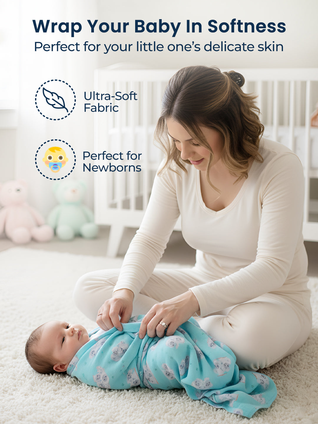 Polka Tots Muslin Swaddle Organic Cotton (Sheep)