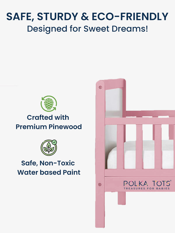 Polka Tots SideSnug Toddler Baby Bed - Pink