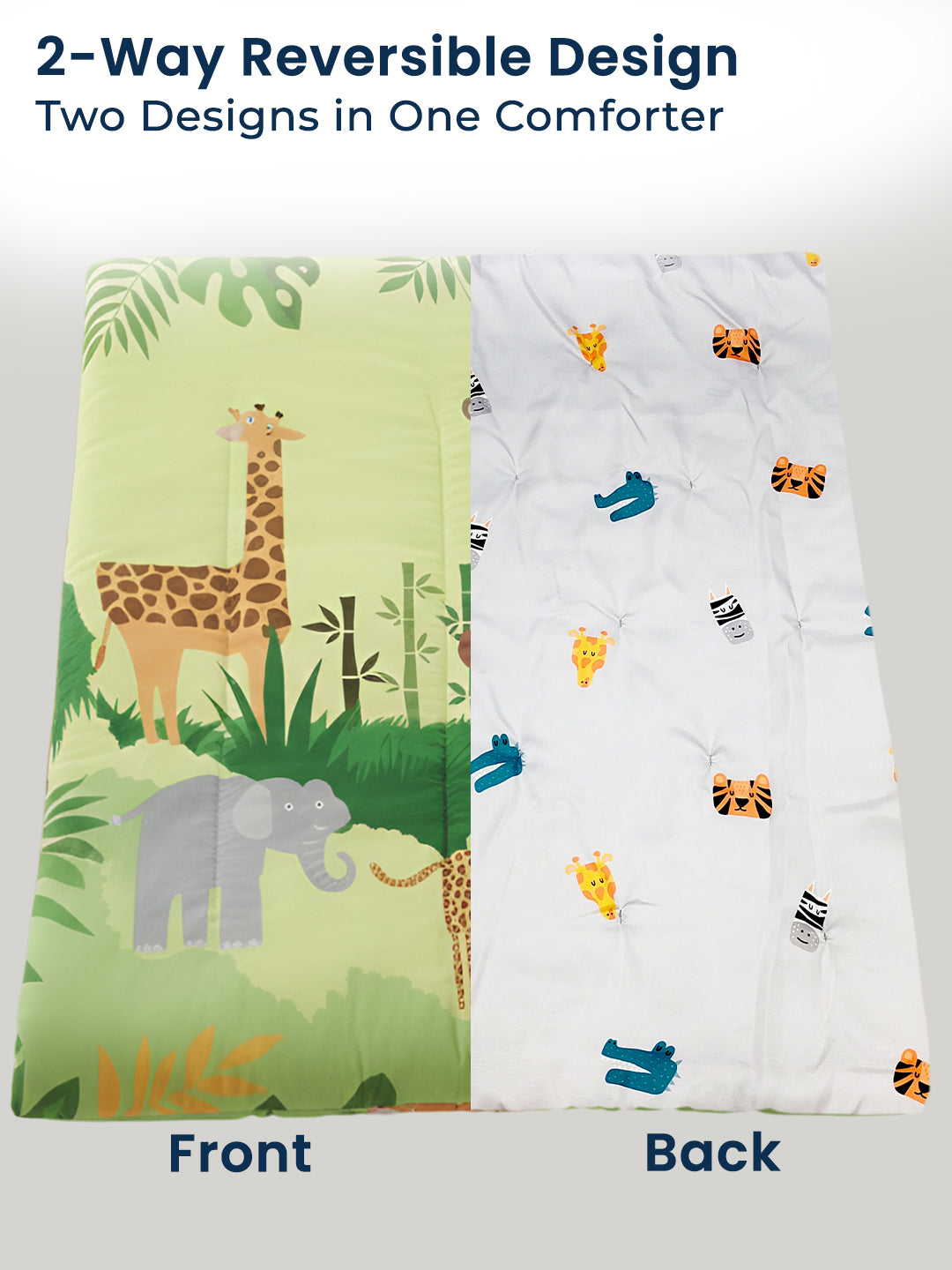 Polka Tots Kids Comforter Baby Blanket and Reversible Quilt 2 Way Design  ( Jungle,54 x 35 Inch)