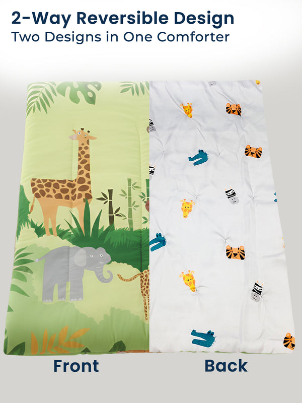 Polka Tots Kids Comforter Baby Blanket and Reversible Quilt 2 Way Design  ( Jungle,54 x 35 Inch)