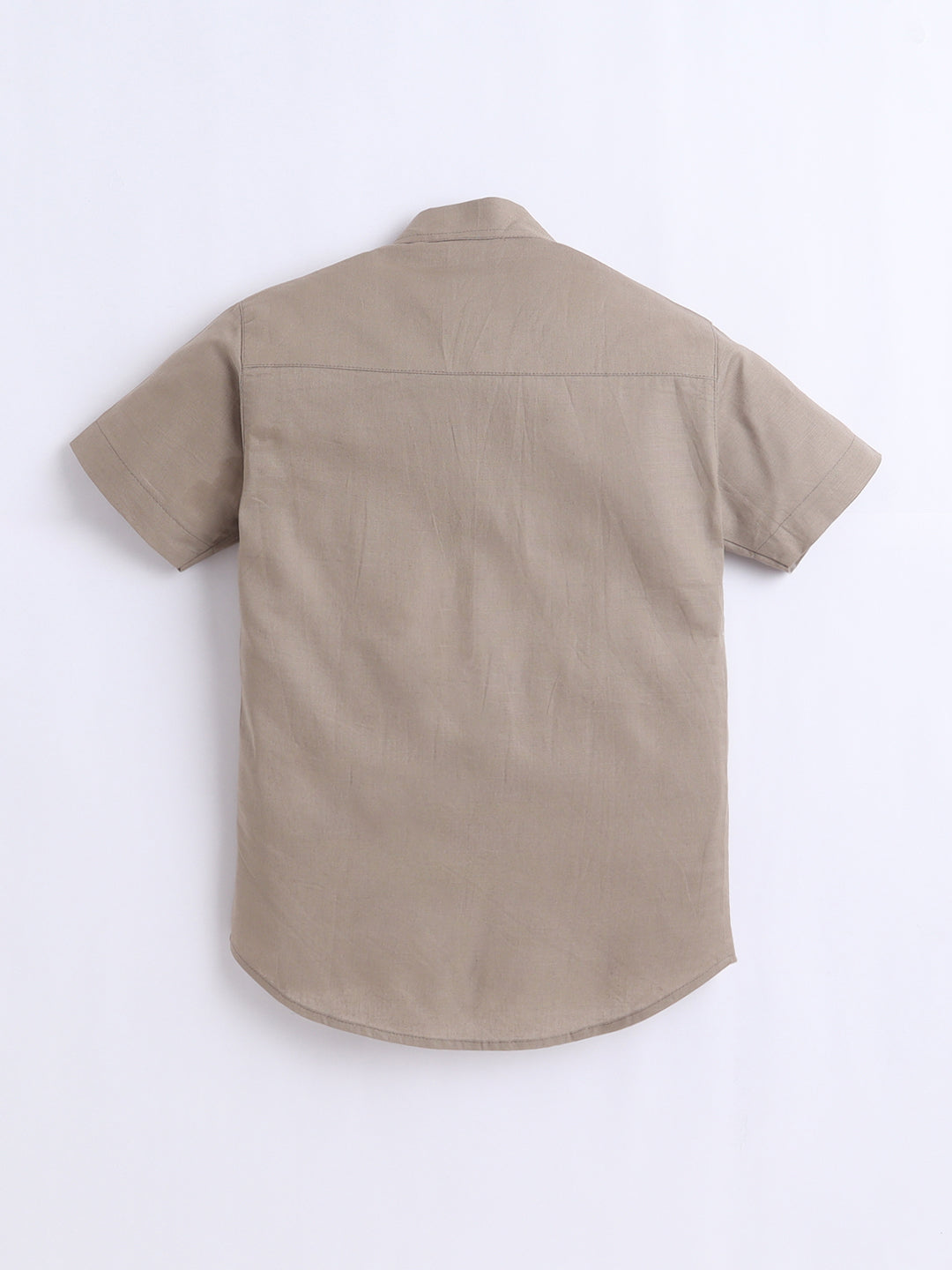 Beige short-sleeve shirt on a white background