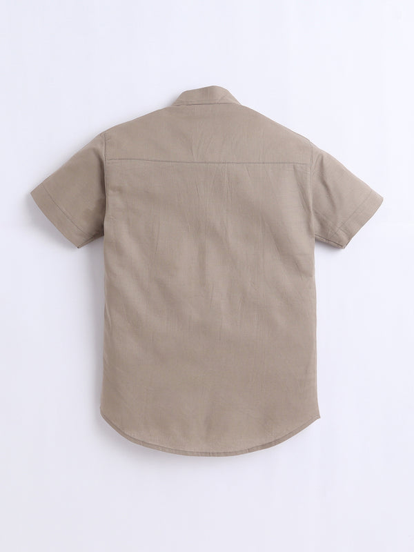 Polka Tots Half Sleeve Kurta - BROWN