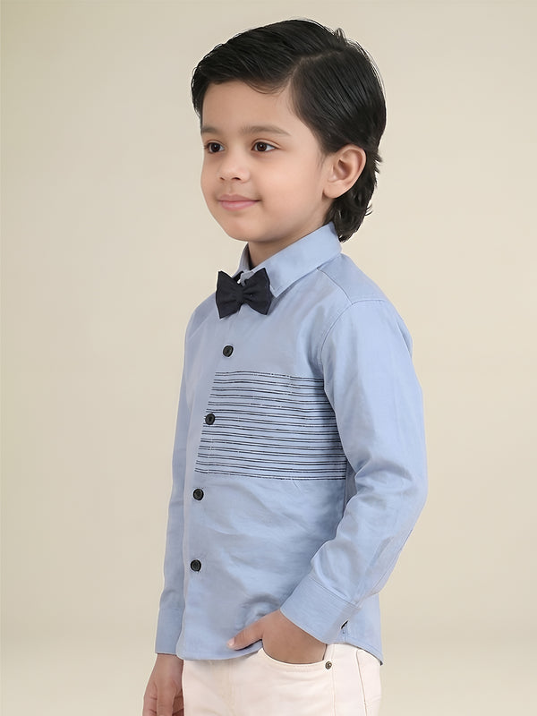 Polka Tots Full Sleeves Lining Shirt - Blue