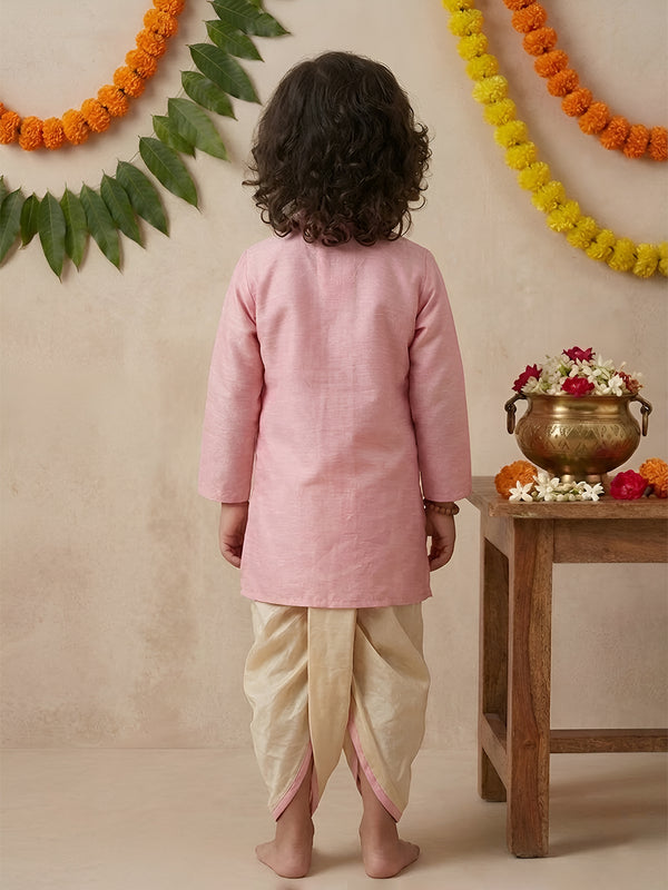 Polka Tots Premium Raw Silk Kurta with Dhoti Set