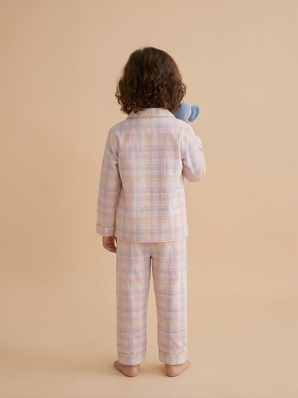 Polka Tots Half sleeves Checkered Night Suit - Pink/Blue