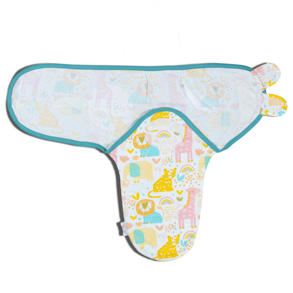 Polka Tots Pack of Two Jungle and Wave print Swaddle Wraps - Multicolor