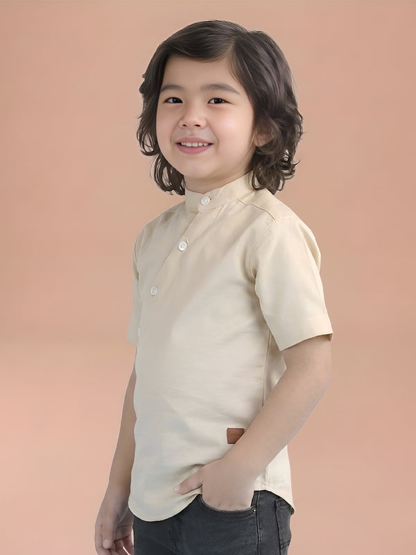 Polka Tots Half Sleeve Kurta - Cream