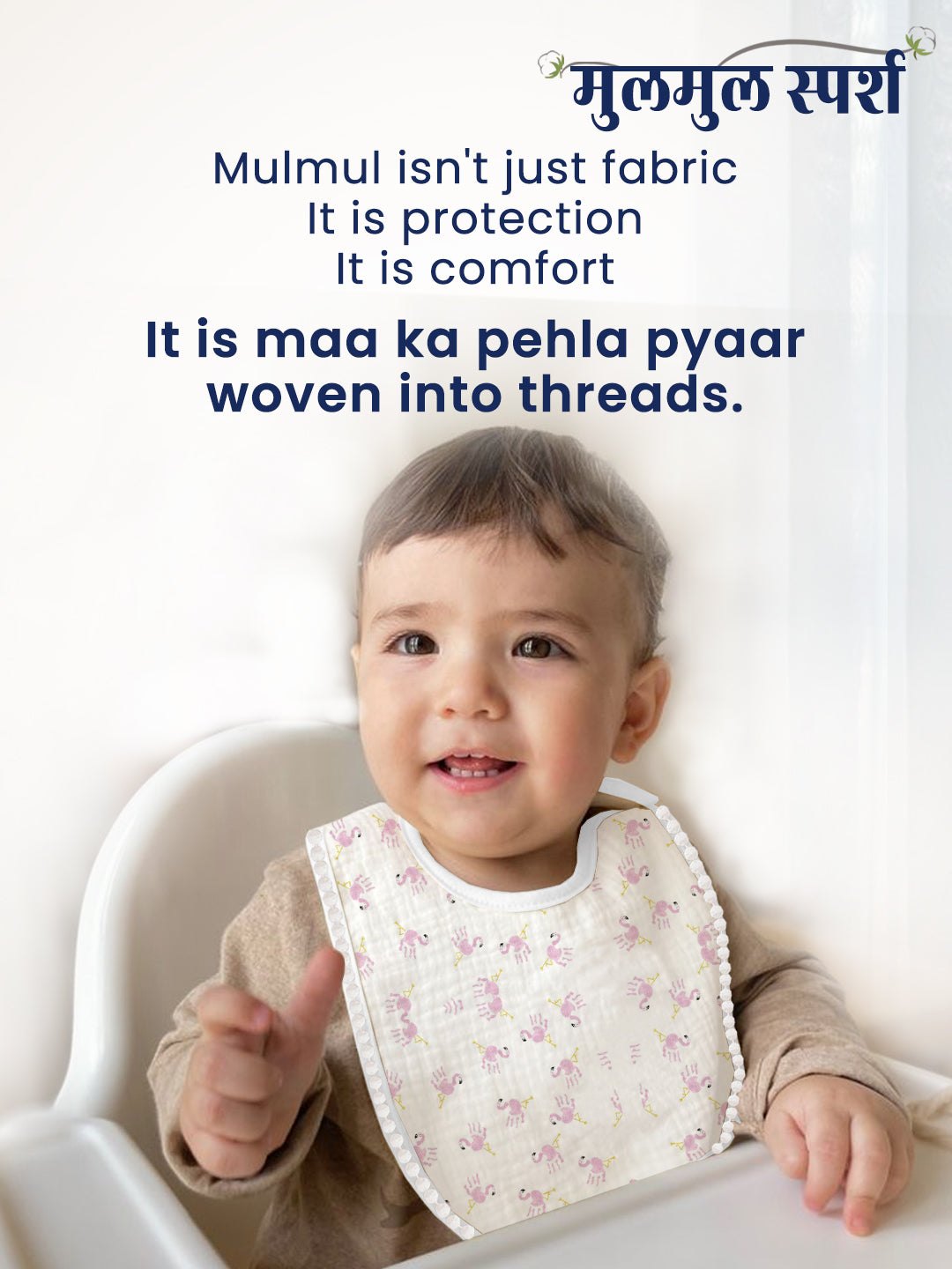 Polka Tots Newborn Pack of 3 100% Soft Muslin Cotton Bib Set with Pom-Pom Lace