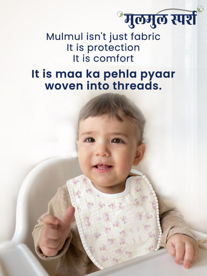 Polka Tots Newborn Pack of 3 100% Soft Muslin Cotton Bib Set with Pom-Pom Lace