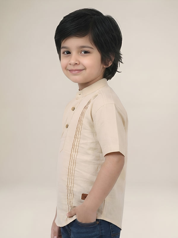 Polka Tots Half Sleeve Kids Kurta - Cream