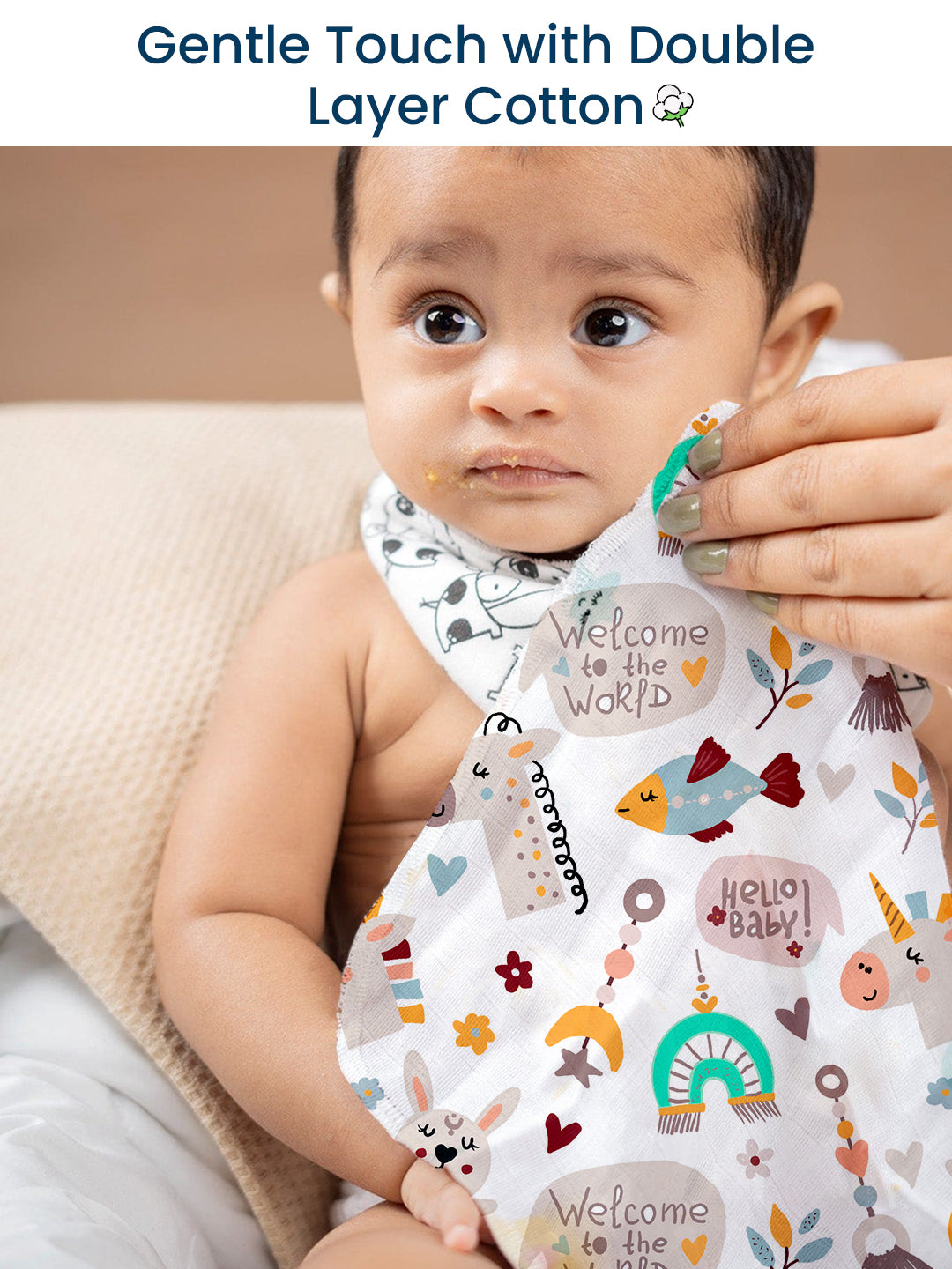 Polka Tots Newborn Pack of 5 100% Soft Muslin Cotton Washcloth Set