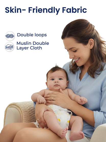 Polka Tots Newborn Pack of 5 100% Soft Muslin Cotton Nappy/Langot Set