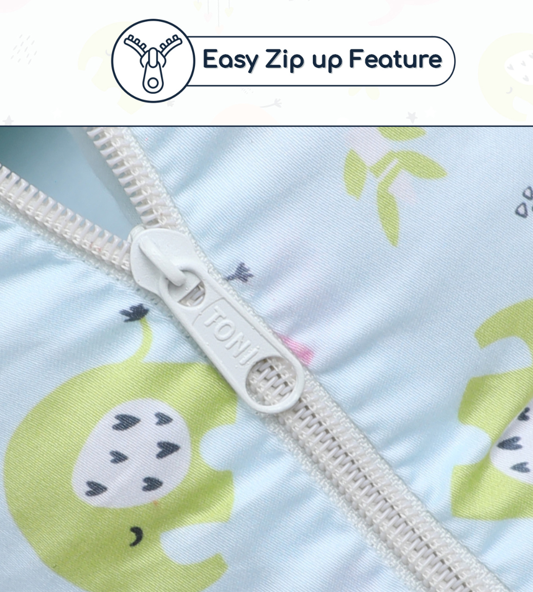 Polka Tots Baby Sleeping Nest Cotton Carry Pod Bedding for Newborn Sleeping Bag with a Bow -Elephant print Blue