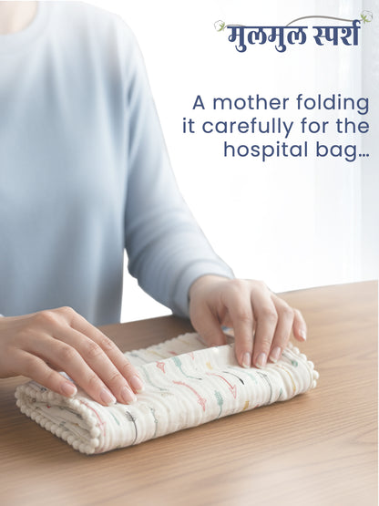 Polka Tots Newborn Pack of 3 100% Soft Muslin Cotton Double Layer Burp Cloths with Pom-Pom Lace