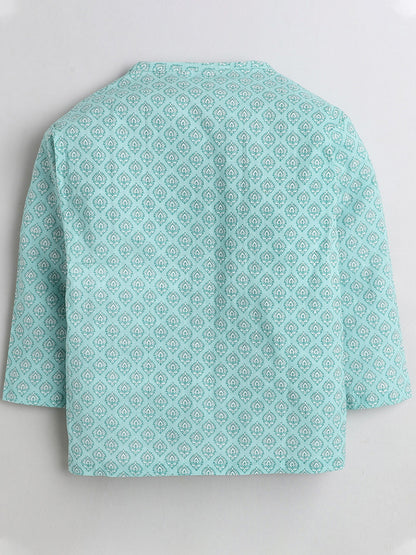 Polka Tots Dhoti Kurta Set for Boys 100% Super Soft Cotton Traditional Ethnic Wear For Kids - Blue