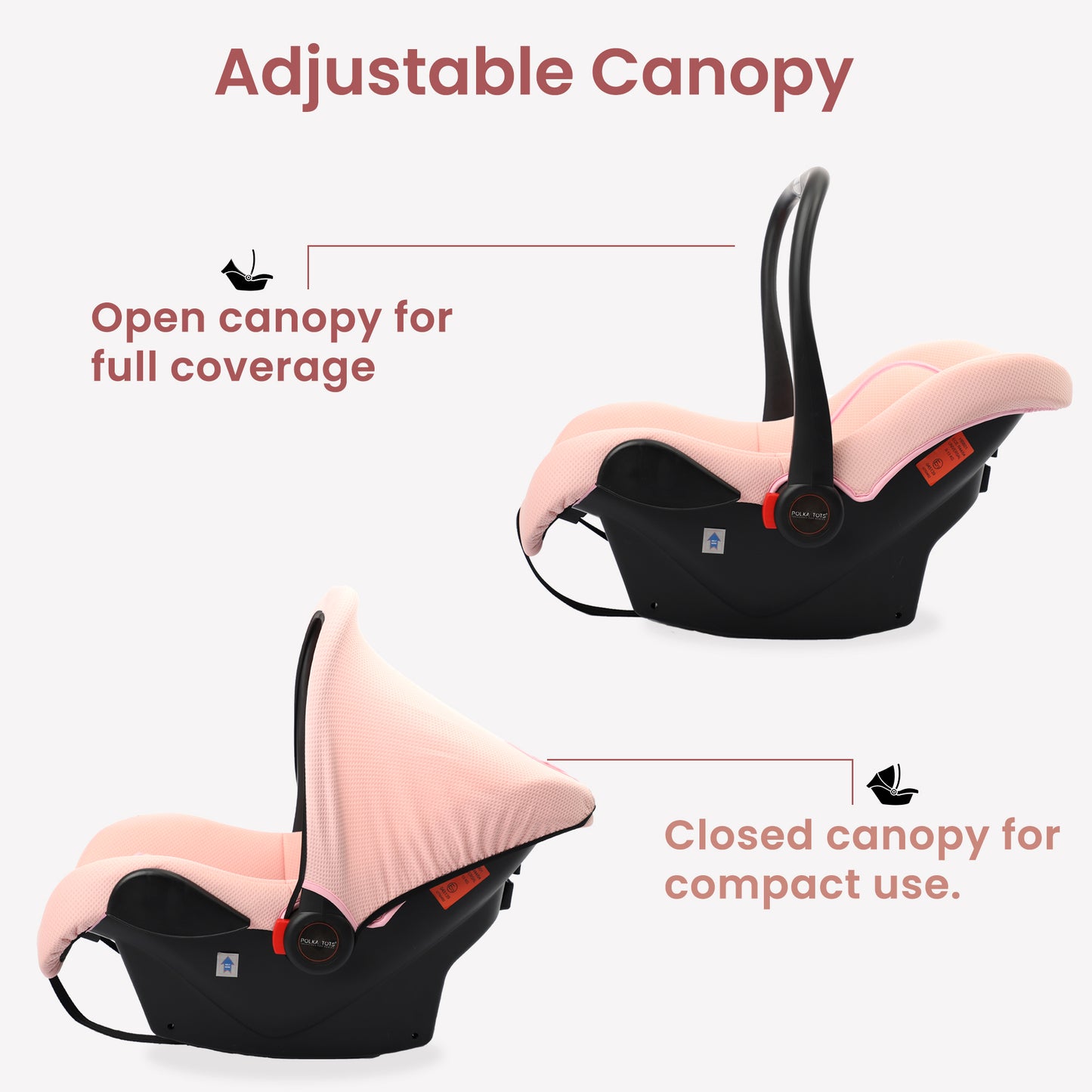 5 in 1 Multi Purpose Baby Car Seat Cum Carrycot with Fancy Bow Tie (Pink)