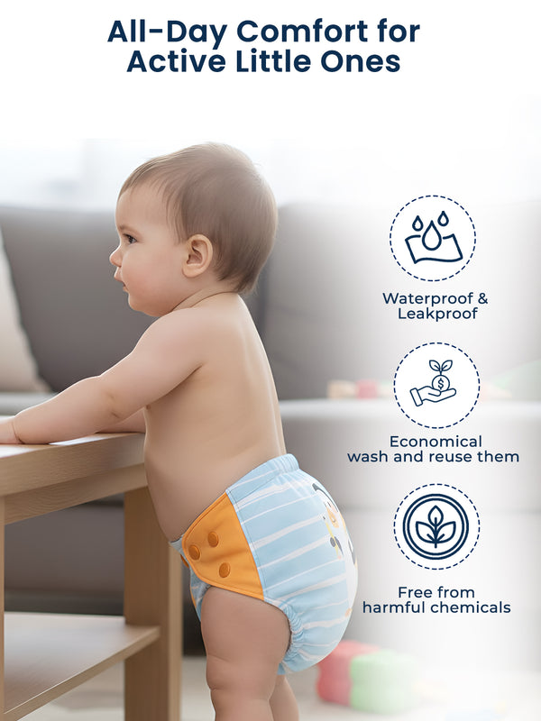 Polka Tots Reusable Cloth Diaper Buy Online Waterproof Adjustable Baby Diaper - Penguin