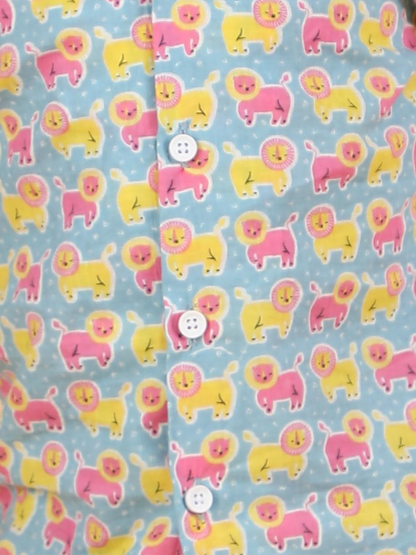 Polka Tots Half Sleeves Lion Print Co-ords - Multicolor