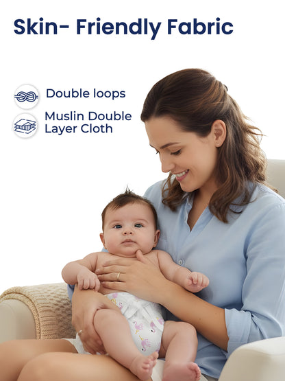 Polka Tots Newborn Pack of 5 100% Soft Muslin Cotton Nappy/Langot Set