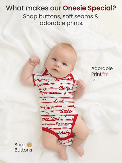 Polka Tots Pack of 6 Love Print Mini Newborn Gift Hamper Set - Red