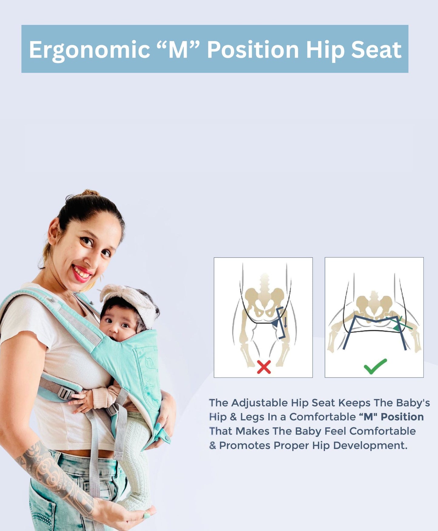 Polka Tots 6-in-1 Baby Carrier with Detachable Hip Seat, Lumbar Support & Cushioning (Shell Green)