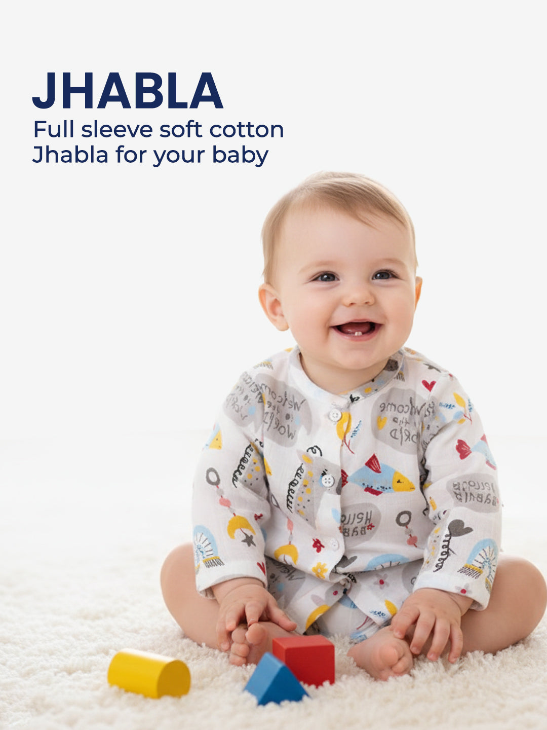 Polka Tots Newborn Pack of 6 100% Soft Double-Layer Muslin Cotton Essentials Gift Box - Hello Baby Print