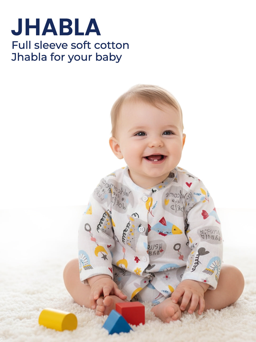 Polka Tots Newborn Pack of 6 100% Soft Double-Layer Muslin Cotton Essentials Gift Box - Hello Baby Print