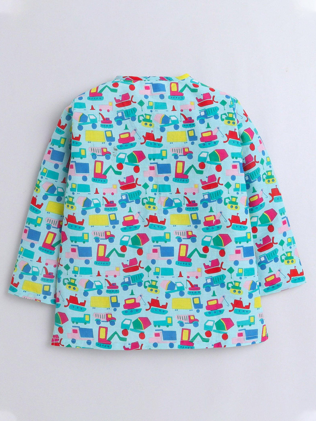 Polka Tots Truck print Full sleeves Nightwear Kurta pyjama set -Green