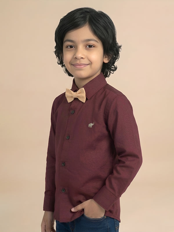 Polka Tots Full sleeves solid shirt - Maroon