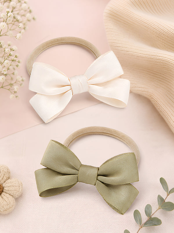 Pack of 5 Solid colour Bow Headband Set