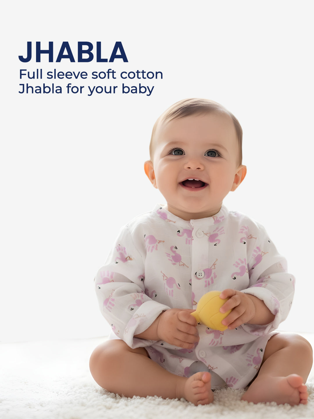 Polka Tots Newborn Pack of 6 100% Soft Double-Layer Muslin Cotton Essentials Gift Box - Flamingo Fingers Print