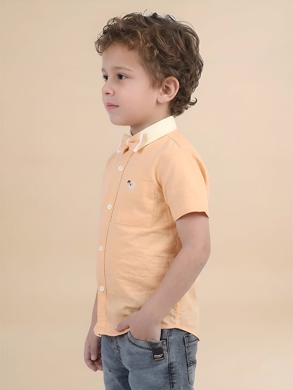 Polka Tots Half Sleeves PT print Shirt - Orange