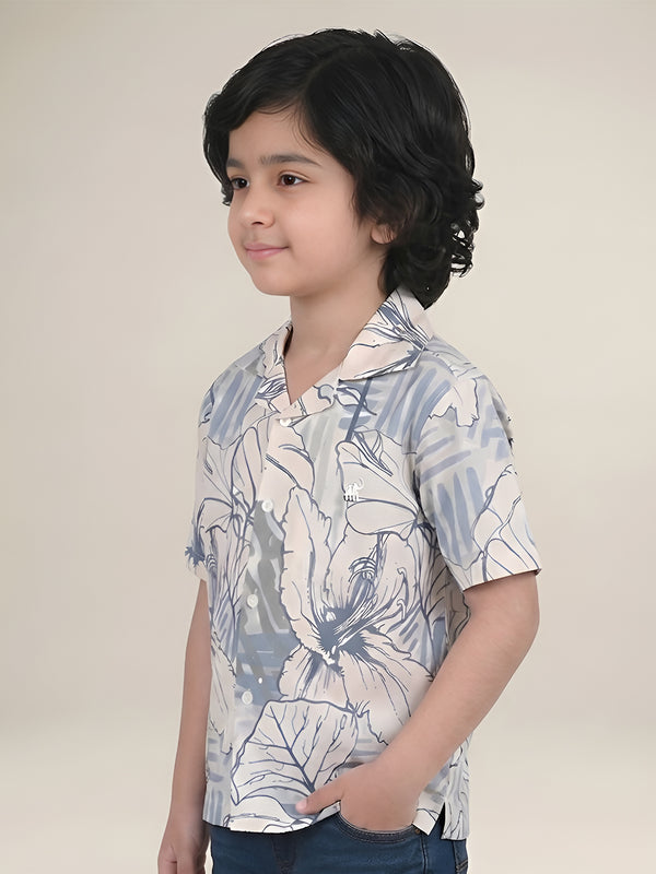Polka Tots Half Sleeves Abstract print Shirt - Blue