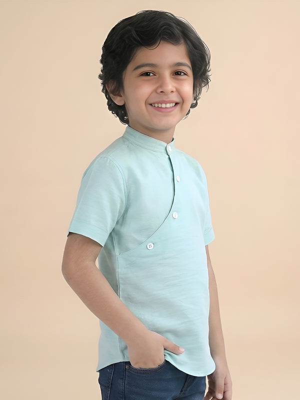 Polka Tots Half Sleeve Kurta - Aqua