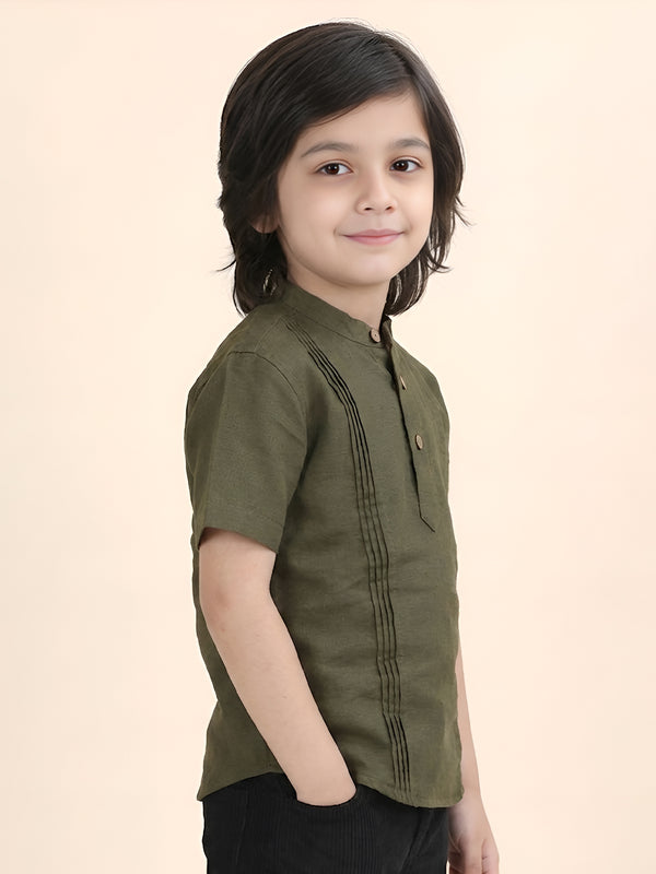 Polka Tots Half Sleeve Kurta - Green