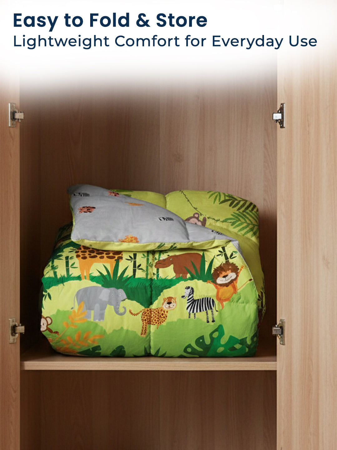 Polka Tots Kids Comforter Baby Blanket and Reversible Quilt 2 Way Design  ( Jungle,54 x 35 Inch)