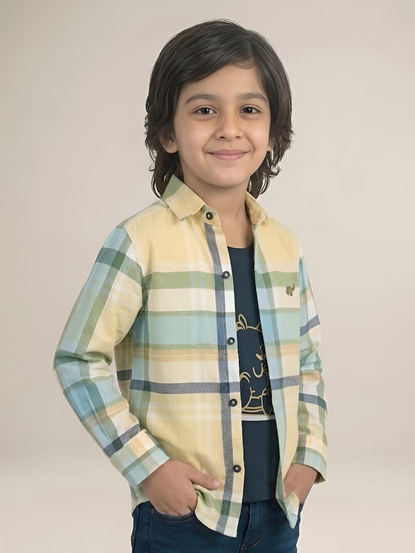 Polka Tots Good at Naps Checks print Tshirt shirt - Yellow